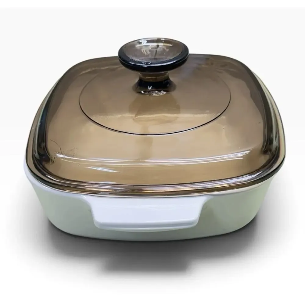 Vtg Corning Ware Forever Yours Hearts Casserole Dish 2-Liter w/ Brown Lid A-2-B